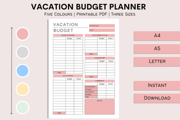 Download Vacation Budget Planner Printable Insert - Printable Collection
