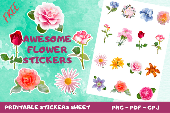 Download Awesome Flower Printable Stickers - Printable Collection