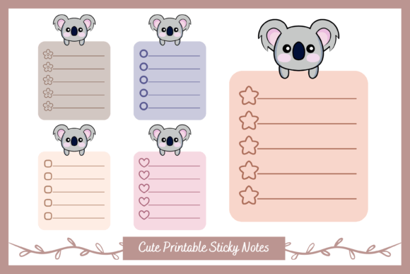 Download Printable Sticky Notes with Cute Koala - Printable Collection