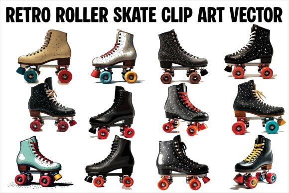 Download Retro Roller Skate Clipart Vector - Retro Collection