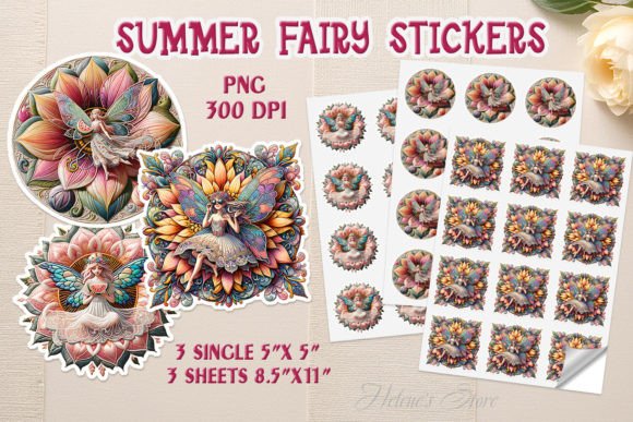 Download Cute Fairy on Flower Printable Stickers - Printable Collection