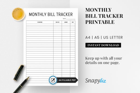 Download Monthly Bill Tracker Printable - Printable Collection