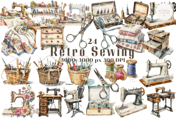 Download Vintage Sewing Clipart, Retro Sewing - Retro Collection