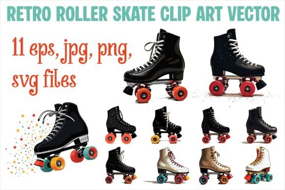 Download Retro Roller Skate Clipart Vector - Retro Collection