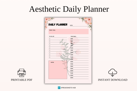 Download Aesthetic Daily Planner Printable PDF - Printable Collection