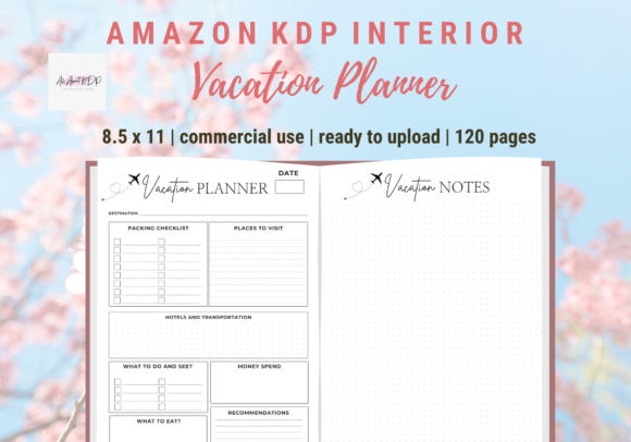 Download Vacation Planner KDP Template Interior - Vacation planner Collection