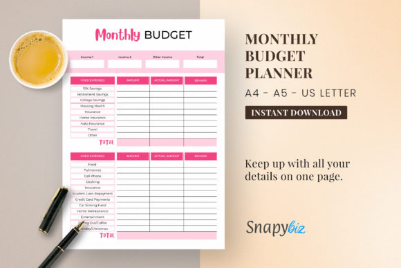 Download Monthly Budget Planner | Printable - Printable Collection