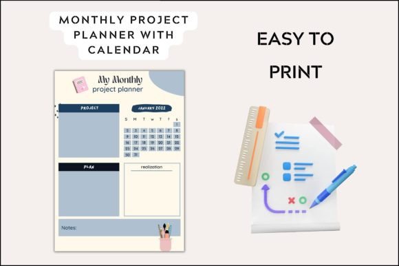 Download My Monthly Project Planner with Calendar - Premium Bundle