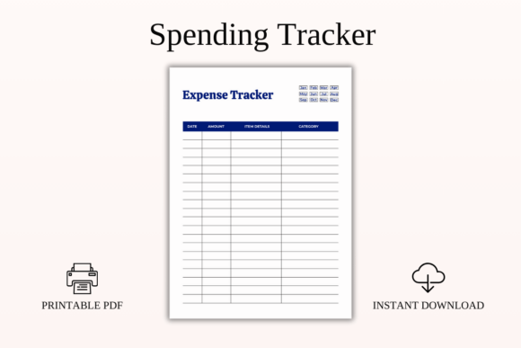 Download Spending Tracker Printable PDF Template - Printable Collection