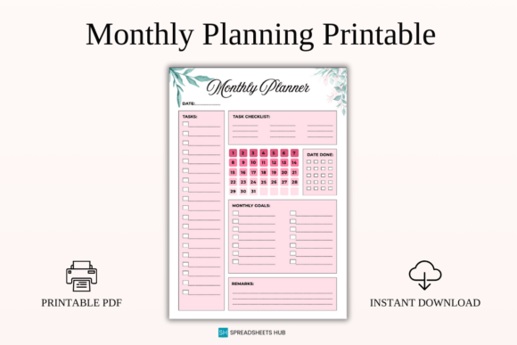 Download Elegant Monthly Planning Printable PDF - Printable Collection