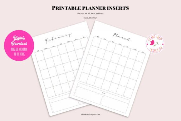 Download Printable Undated Monthly Planner Insert - Printable Collection