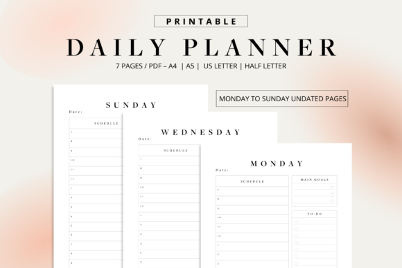 Download Sunday to Monday Daily Planner Printable - Printable Collection