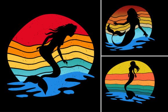 Download Sunset Retro Vintage Mermaid Vector - Retro Collection
