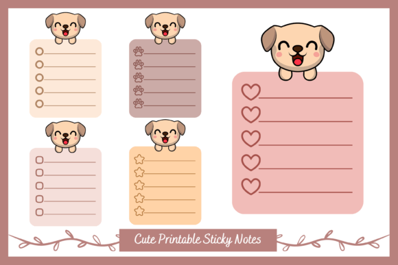 Download Printable Sticky Notes with Cute Dog - Printable Collection