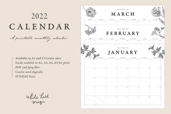 Download 2022 Calendar Printable - Botanical - Printable Collection