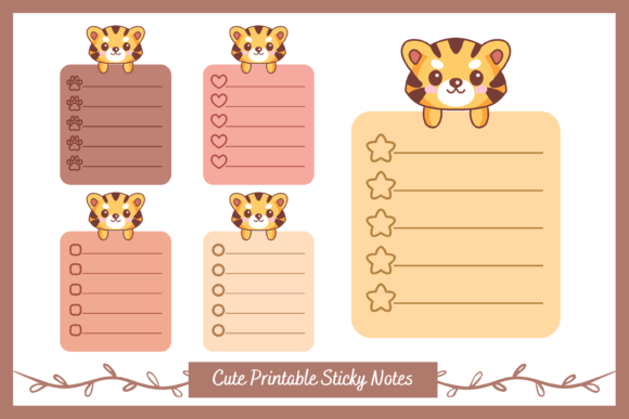 Download Printable Sticky Notes with Cute Tiger - Printable Collection