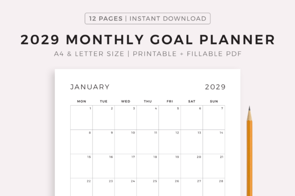 Download 2029 Monthly Goal Planner, Printable - Printable Collection