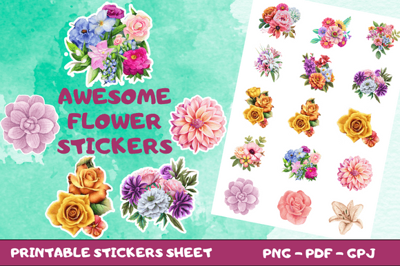Download Awesome Flower Printable Stickers - Printable Collection