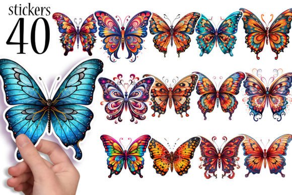 Download 40 Butterfly Printable Stickers PNG - Printable Collection