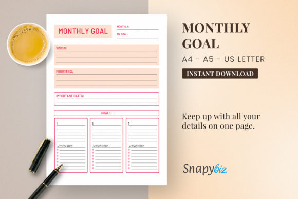 Download Monthly Goals Planner | Printable - Printable Collection