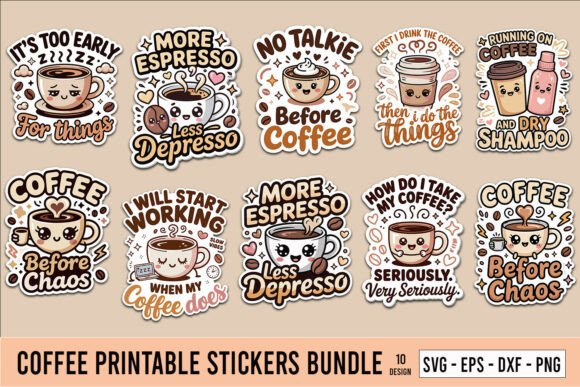 Download Coffee Printable Stickers Bundle - Printable Collection