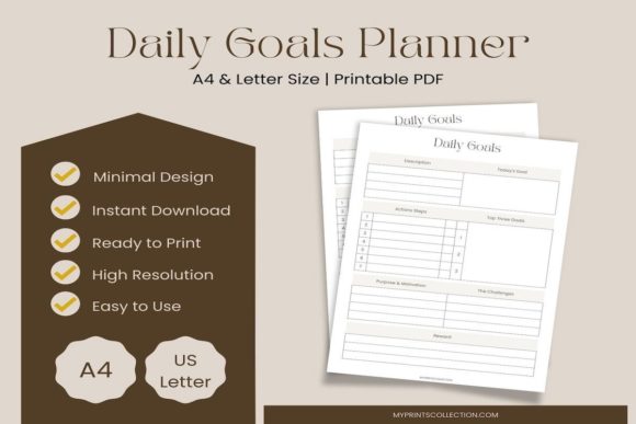 Download Daily Goal Planner Printable | A4/Letter - Printable Collection
