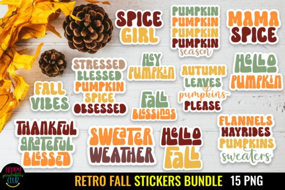 Download Retro Fall Stickers Bundle I Fall PNG - Retro Collection