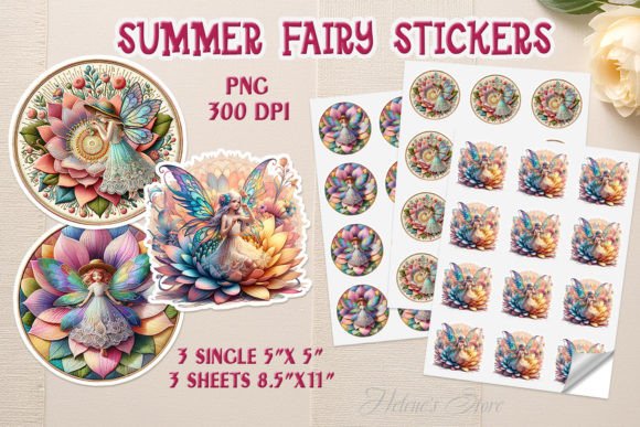 Download Cute Fairy on Flower Printable Stickers - Printable Collection