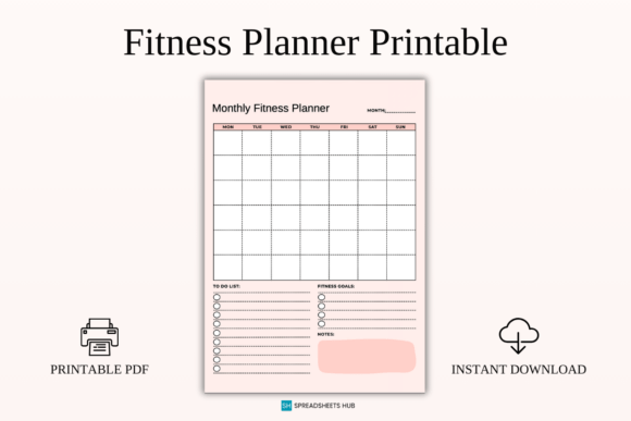 Download Monthly Fitness Planner Printable PDF - Printable Collection