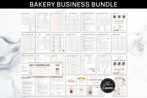 Download Editable Canva Bakery Business Bundle - Business bundle Collection