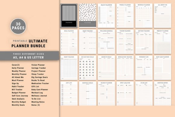 Download Printable Ultimate Planner Bundle Pack. - Printable Collection