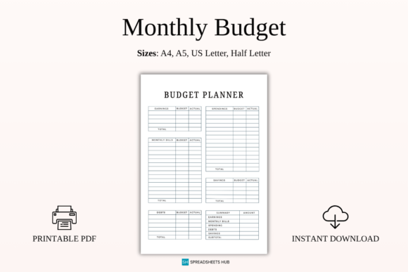 Download Printable Monthly Budget Planner PDF - Printable Collection