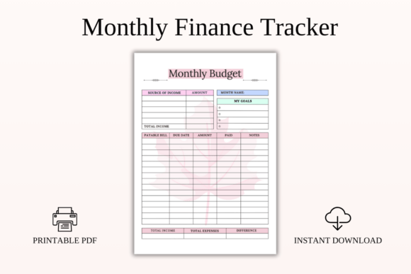 Download Monthly Finance Tracker Printable PDF - Printable Collection