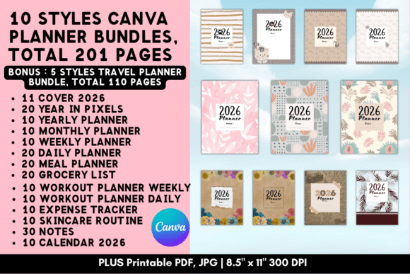 Download Printable Canva Planner Template Bundles - Printable Collection