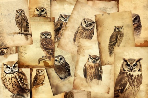 Download Printable Vintage Owl ATC Cards Ephemera - Printable Collection