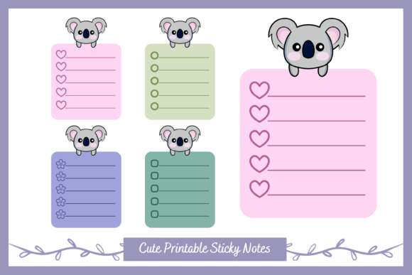 Download Printable Sticky Notes with Cute Koala - Printable Collection