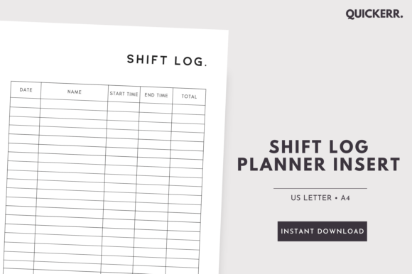 Download Shift Log Printable Planner Insert - Printable Collection