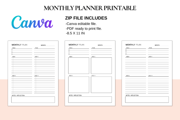 Download Monthly Planner Printable, Goal Planner - Printable Collection